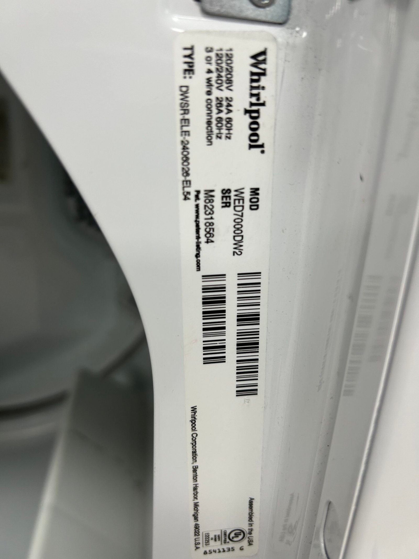 Whirlpool WED7000DW Electric Dryer - Image 6