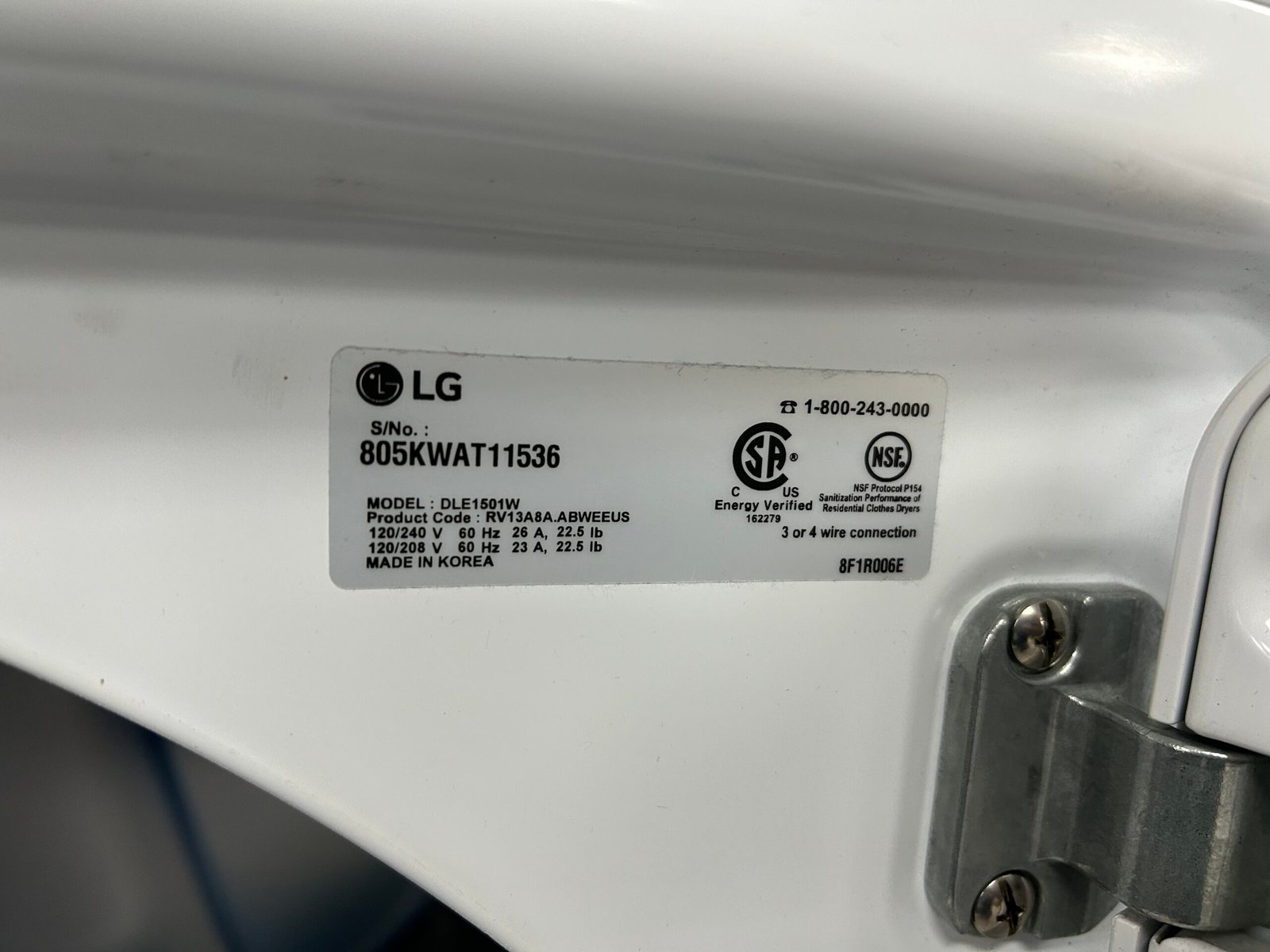 LG DLE1501W Electric Dryer - Image 5