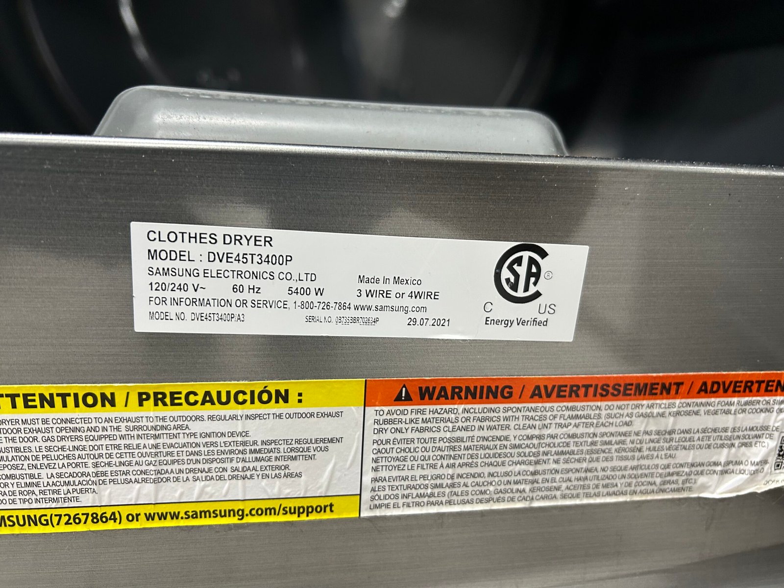 Samsung DVE45T3400P Electric Dryer - Image 5