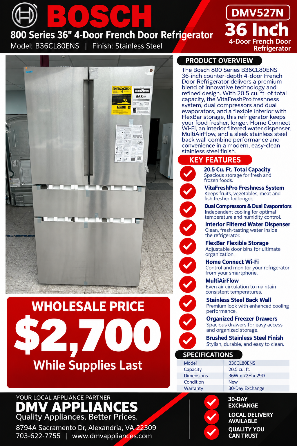 Bosch 36" Counter-Depth French Door Refrigerator - Image 11