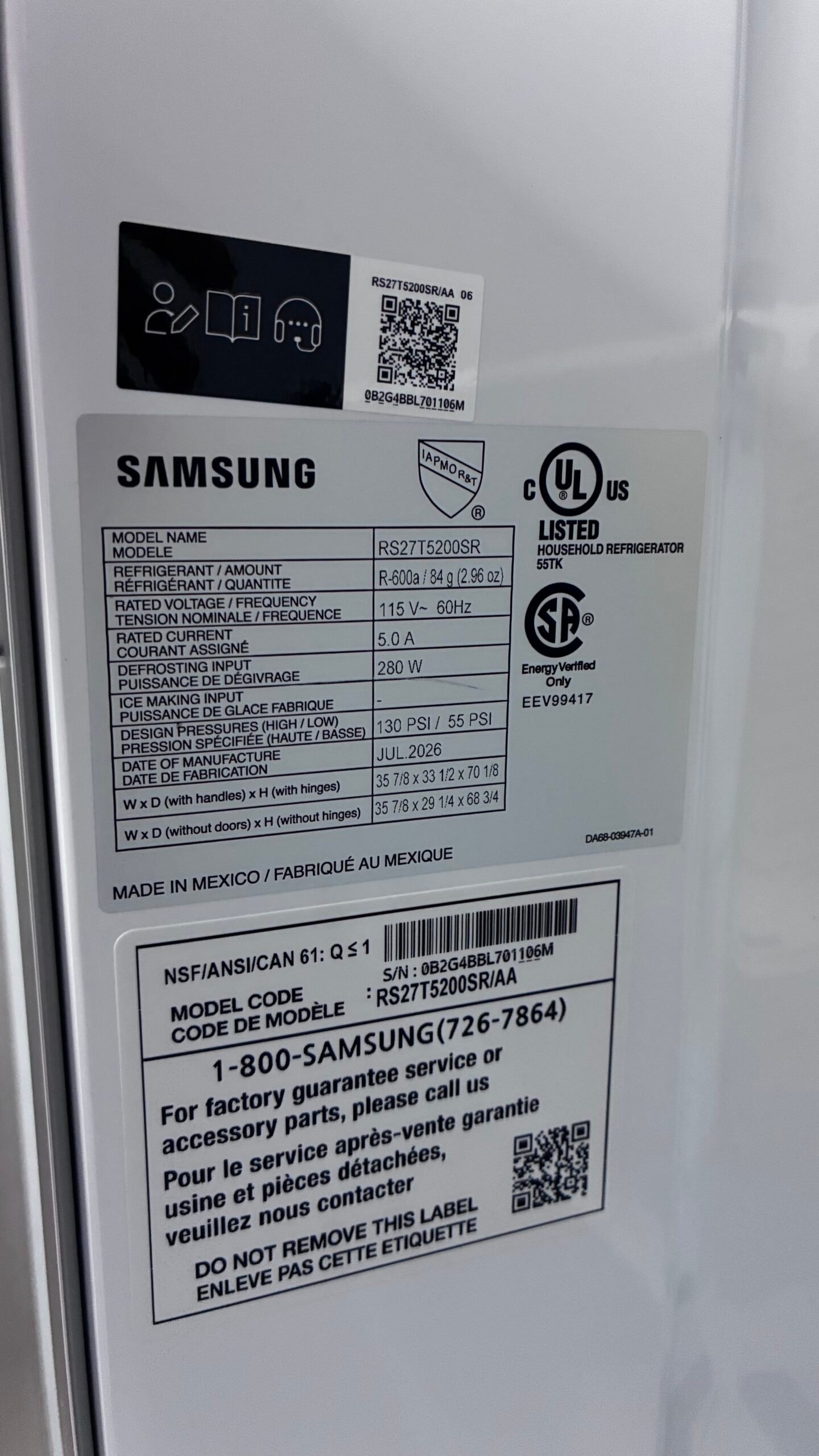 Samsung 36″ Side-by-Side Refrigerator - Image 5