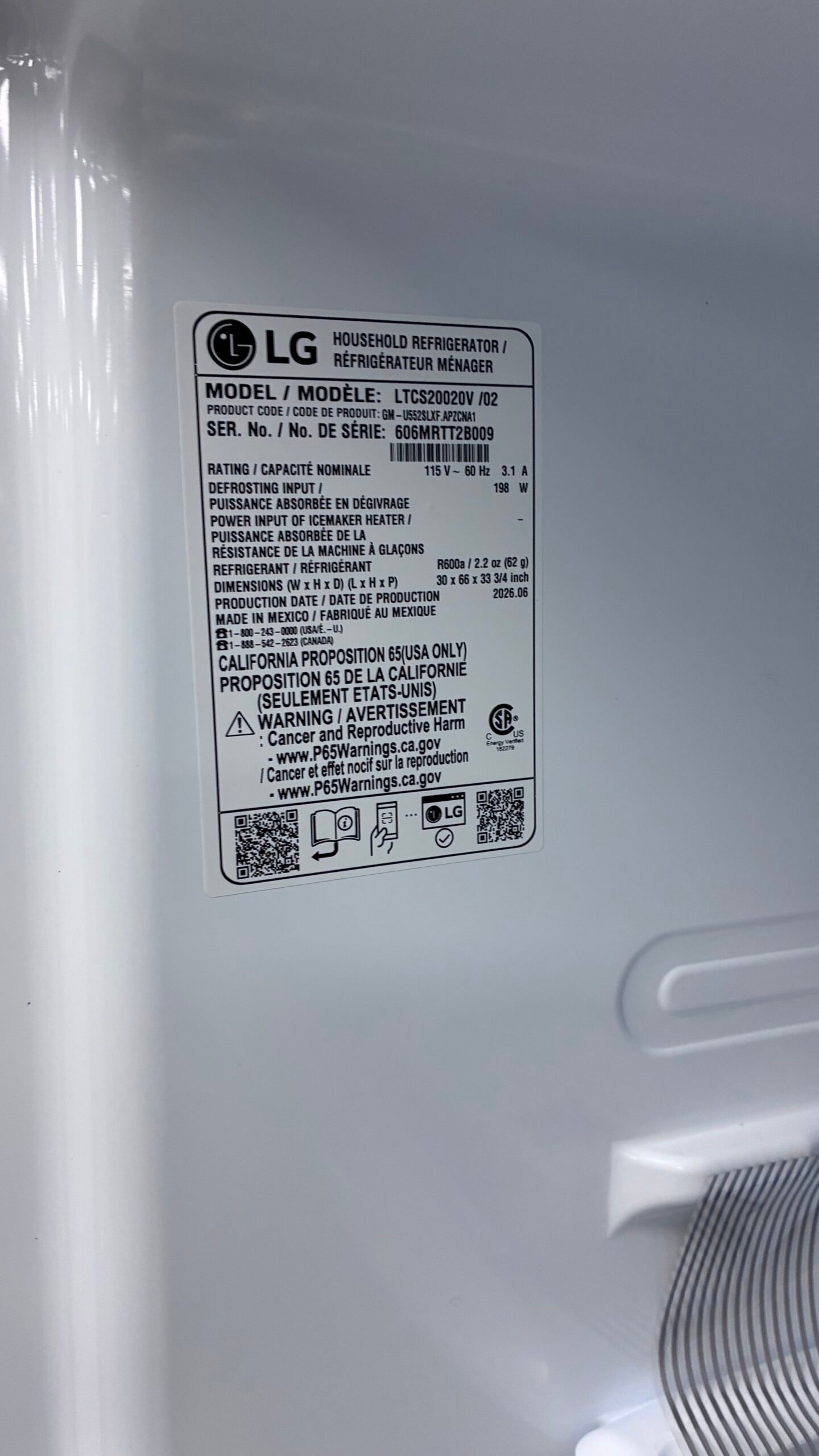 LG 30″ Top Freezer Refrigerator - Image 4