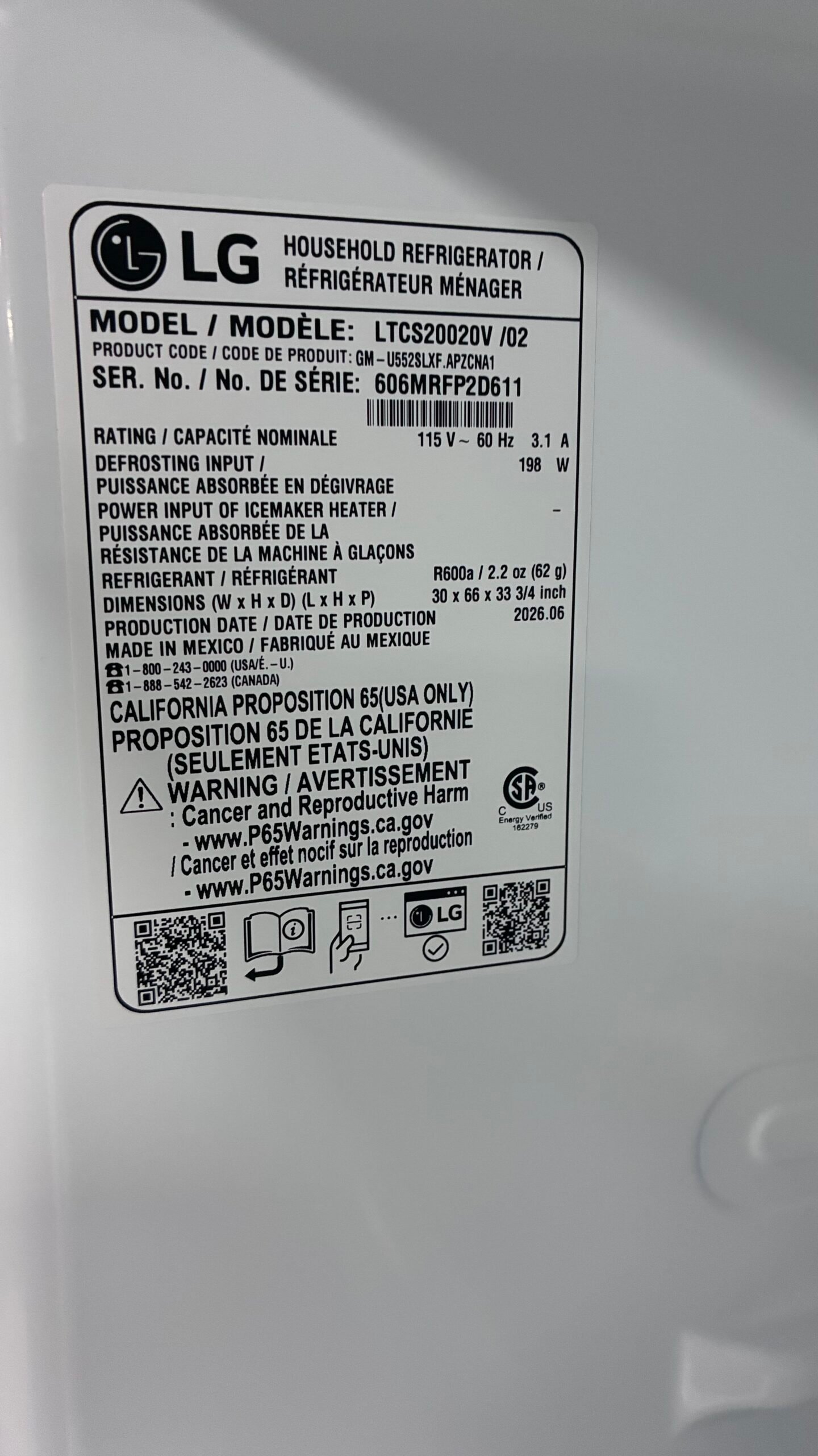 LG 30″ Top Freezer Refrigerator - Image 4